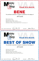 Ministry and Liturgy Best of Show and BENE 2007 certificates